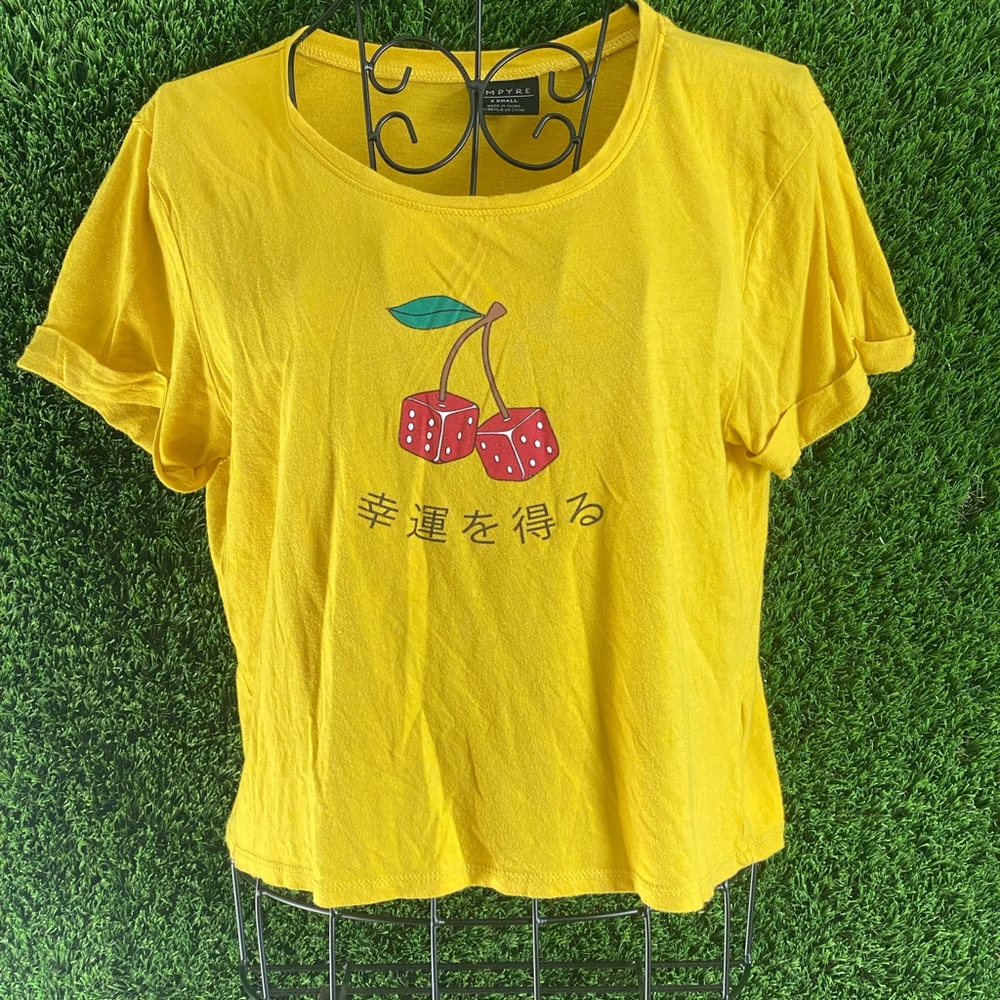 EMPYRE yellow cherry crop top